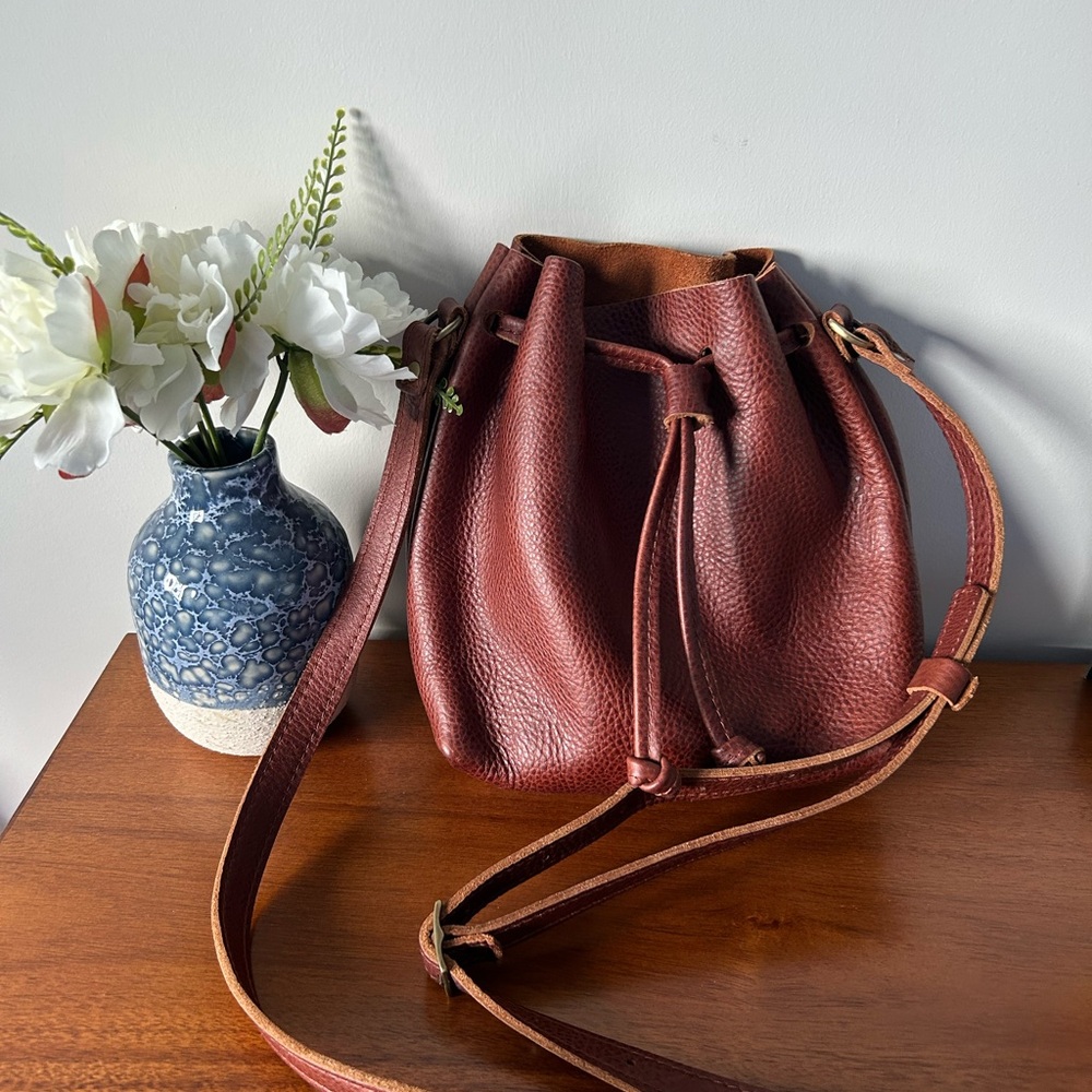 Brown Leather Bucket Bag